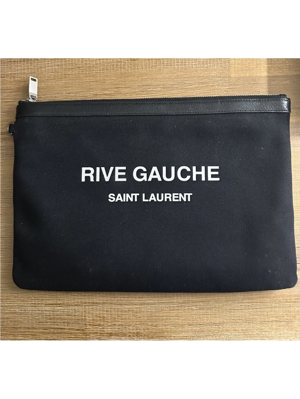 Saint Laurent Black Rive Gauche Canvas Toiletry Pouch - Picture 1 of 3